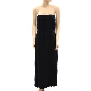 Anthropologie Black Tube Maxi Dress Strapless Cutwork Classic Evening S 284265